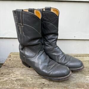Vintage 80s 90s Justin Boots Gray Roper Western Riding Boots L3056 Size 6B